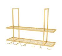 KHLMSRXJ Ceiling Hanging Decorative Storage Wine Rack, Nordic Wrought iron 2 Tier Ceiling Mounted Plant Display Rack, for Restaurant/Bar/Living Room, 2 Colors (Color : Gold, Size : 100x30x8