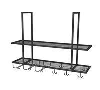 KHLMSRXJ Ceiling Hanging Decorative Storage Wine Rack, Nordic Wrought iron 2 Tier Ceiling Mounted Plant Display Rack, for Restaurant/Bar/Living Room, 2 Colors (Color : Black, Size : 120x30x