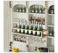 KHLMSRXJ Ceiling Wine Glass Rack, Hanging Wine Rack with Glass Holder and Shelf, 39.4 inch Height Adjustable Industrial Hanging Wine Bottle Holder, Metal Ceiling Shelf for Bar Cafe Kitchen