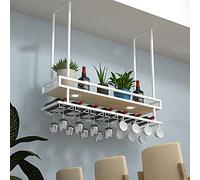 KHLMSRXJ Ceiling Wine Glass Racks Wine Rack, Modern Floating Shelves, Loft Wrought Iron Wine Rack, Upside Down Wine Glass Rack, Hanging Wine Cabinet Shelves, Bar Decoration Storage Racks Ho