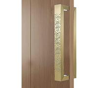 KHLMSRXJ Door Handle Sets Barn Door Pull Door Handle Barn Door Handles Gold, Vintage Sliding Glass Door Pulls Up Bar/Double Sided Gate Grab Pole with Fittings, Interior Exterior Shed Doors Handle(Len