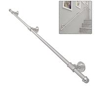 KHLMSRXJ Handrails for Stairs 60Cm 90Cm 1M 1.5M 2M 3M 4M 5M 6M Silver, Metal Wrought Iron Hand Rails Railing for Indoor Outdoor Steps, External Outside Steps Grab Rail/10Ft/3M