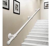 KHLMSRXJ Handrails for Stairs Complete Kit White Wall Mounted Indoor Staircase Banister 1Ft - 20Ft Home Decoration Stairway Railing Metal Wrought Iron Brackets/4Ft/1.2M