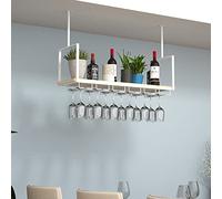 KHLMSRXJ Hanging Wine Glass Rack-Hanging Shelf Ceiling Wine Rack/Hanging Rack Combination, Loft Modern Wine Glass Rack, With Fence Design To Prevent Items From Falling Home Decoration