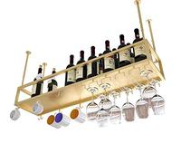 KHLMSRXJ Hanging Wine Glass Rack-Metal Golden Wine Rack Hanging Wine Glass Rack Upside Down Wine Rack Ceiling Wall Mounted Floating Organizer Shelf With Goblet Stemware Racks For Under Cabi