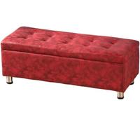 KHLMSRXJ Rectangular Storage Ottoman Footstool with Hinged Lid, European Style Living Room Sofa Bench Bedroom Bed End Stool Living Room Shoe Changing Stool With Technology Waterproof Cloth (Red,40x40
