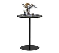 KHLMSRXJ Round Bar Table for Indoor Outdoor, Modern High Top Counter Bistro Pub Table, Coffee Drink Side/End Table, Cocktail Table for Cafe, Living Room, Kitchen or Dining Room, Black(48x48x72cm)