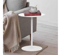 KHLMSRXJ Round Side Table Small Coffee End Table, Tall Top Bar Pub Table with Metal Base for 2-3 People, Cocktail Bistro Table for Kitchen Dining, Living Room, Easy to Assemble, White(48x48x56cm)