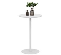 KHLMSRXJ Round Side Table Small Sofa End Table, Tall Top Bar Pub Table with Metal Base for 2-3 People, Cocktail Bistro Table for Kitchen Dining, Living Room, Easy to Assemble, White(48x48x62cm)