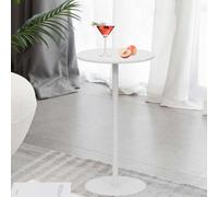 KHLMSRXJ Round Side Table, Tall Top Bistro Pub Tables Coffee Drink Accent End Table, Modern Style Cocktail Bar Table for Small Spaces, Living Room, Bedroom, Corners and Office, White(48x48x56cm)