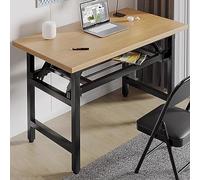 KHLMSRXJ Small Portable 2 Tier Folding Writing Desk, No Assembly Computer Desk,Space Saving Study Writing Table for Home Office Small Space Offices(100x60cm(39.4x23.6), Yellow)