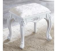 KHLMSRXJ Vanity Stool for Women, Vanity Chair with Upholstered and ABS Legs, Vintage Vanity Seat, Square Makeup Stool for Bedroom/Makeup Room (Color : Silver - Velvet, Size : White)