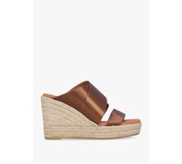 Khloe Bronze Cross Strap Wedge Espadrille Mules - Bronze Leather / 39