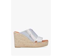 Khloe Silver Cross Strap Wedge Espadrille Mules - Silver Leather / 36