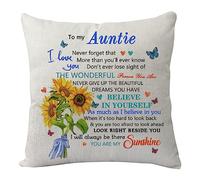 KHLOY Auntie Pillowcase Gift from Niece Nephew, Funny Cushion Cover for Birthday Christmas Anniversary Wedding, Inspirational Never Forget That I Love You Pillow Cover