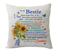 KHLOY Bestie Pillowcase - Funny Friendship Cushion Cover for Birthday, Xmas, Graduation, Wedding - Inspirational Gift to My Bestie - Never Forget That I Love You