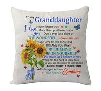 KHLOY Granddaughter Pillowcase Gifts from Grandparents,Funny Cushion Cover for Birthday Christmas Graduation Wedding Inspirational Gift to My Granddaughter Never Forget That I Love You Pillow Cover