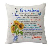 KHLOY Grandma Pillowcase Gifts from Granddaughter Grandson Funny Grandma Cushion Cover for Birthday Christmas Mother's Day Inspirational Gift to My Grandma Never Forget That I Love You Pillow Cover