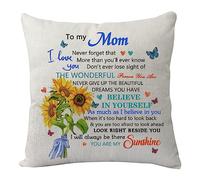 KHLOY Mother Pillowcase Gifts from Daughter Son, Funny Mama Cushion Cover for Birthday Christmas Mother's Day Thanksgiving Inspirational Gift to My Mom Never Forget That I Love You Pillow Cover