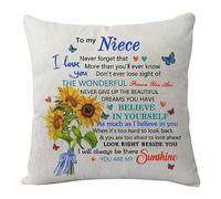 KHLOY Niece Pillowcase Gifts from Auntie Uncle, Funny Niece Cushion Cover for Birthday Christmas Graduation Wedding Inspirational Gift to My Niece Never Forget That I Love You Pillow Cover