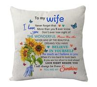 KHLOY Wife Pillowcase - Funny Cushion Cover for Wife's Birthday, Anniversary, Christmas, Valentine's Day - Inspirational Gift: 'Never Forget That I Love You'