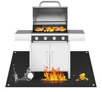 Khongoo BBQ Mats for Charcoal, Gas, Electric Grill and Smoker, Heat Resistant Mat for BBQ Floor Protection, Fireproof and Waterproof Grill Accessories 60x105cm, Black