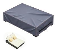 Khongoo Sun Lounger Covers Waterproof for 2 Person, 200 x 130 x 40 cm, Grey | Outdoor rattan sun lounger cover, sunbed covers for sun loungers UV fade protection, windproof, tear-resistant 420D