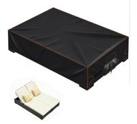 Khongoo Sun Lounger Covers Waterproof for 2 Person, 200x130x40 cm, Black | Outdoor rattan sun lounger cover, sunbed covers for sun loungers UV fade protection, windproof, tear-resistant 420D