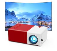 KHQ Mini Projector with Wifi Portable Projectors Support 1080P 170" Mini HD Movie Projector, Outdoor Projectors Compatible with Phone/ Tablet/ Laptop/ TV Stick/ HDMI/ USB - Red White