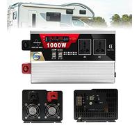 KHRKHHXLA 1000w Pure Sine Wave Inverter DC to AC Transformer with LCD Display and 2 European Socket and 6 USB Ports Emergency Tool for Road Travel 12V-220V(12V-220V)