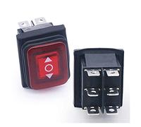 KHRKHHXLA 2pcs Waterproof Momentary Rocker Switch 6 PINOff3 Position Red Lighted 250V/16A 125V/20A