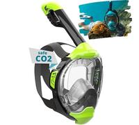 Khroom Full Face Snorkel Mask Adults and Kids 3 + | Certified CO2 Safe | Alternative to Snorkel Set | Snorkelling Equipment - Seaview Y (L/XL Neon Green)