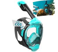 Khroom Full Face Snorkel Mask Adults and Kids 3 + | Certified CO2 Safe | Alternative to Snorkel Set | Snorkelling Equipment - Seaview Y (S/M Turquoise)