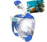 Khroom Full Face Snorkel Mask Adults and Kids 3 + | Certified CO2 Safe | Alternative to Snorkel Set | Snorkelling Equipment - Seaview Y (S/M Light Blue)