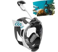 Khroom Full Face Snorkel Mask Adults and Kids 3 + | Certified CO2 Safe | Alternative to Snorkel Set | Snorkelling Equipment - Seaview Y (L/XL White)