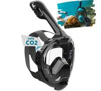 Khroom Full Face Snorkel Mask Adults and Kids 3 + | Certified CO2 Safe | Alternative to Snorkel Set | Snorkelling Equipment - Seaview Y (S/M Black)