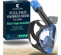 Khroom Full Face Snorkel Mask Adults | Designed in Germany | Premium Snorkeling Gear | Seaview Pro - Our BEST Snorkel Mask | Panoramic Snorkeling Fullface (L/XL, Blue)