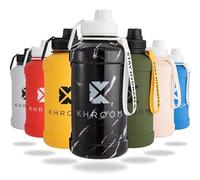 Khroom Stainless Steel Drinking Bottle 1.3L & 2.2L - For Carbonated, Leak-proof, Dishwasher-Safe, BPA-Free | Metal Drinking Bottle | 2 Litre XXL Water Jug | Fitness & Sports Bottle Marble