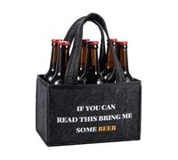 KHstylehoo Ultimate Beer Gifts for Men, 6 Bottle Beer Carrier Bag - Grey Felt Bottle Bag with Bring Me Beer Slogan, Perfect Birthday, Retirement Gifts for Men, Him, Husband, Practical Mens Gift Idea