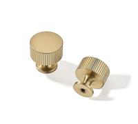 Khtumeware 10 Pack 1.1 Inch Brushed Brass Cabinet Knobs - Round Drawer Satin Gold Knobs for Dresser Drawers