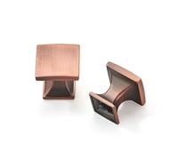 Khtumeware 10 Pack 1 inch Brushed Antique Copper Cabinet Knobs Square Drawer Handles for Kitchen and Dresser Drawers