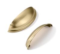 khtumeware 10 Pack 3-1/2" Drawer Pulls Brushed Brass Cabinet Cup Pulls Kitchen Hardware Cabinet Handles Drawer Handles Knobs 3.5 inch Hole Center