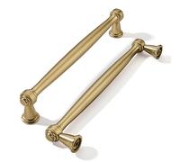 khtumeware 10 Pack 6-1/4 Inch(160mm) Brushed Brass Cabinet Pulls, Brushed Gold Kitchen Cabinet Handles Gold Kitchen Cabinet Hardware for Cupboard Drawer Handles Dresser Pulls