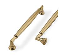 khtumeware 10 Pack 6-5/16 Inch(160mm) Brushed Brass Cabinet Pulls Heavy Duty Solid Warm Gold Cabinet Handles Kitchen Cabinet Hardware for Cupboard Drawer Handles