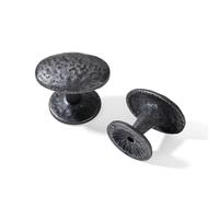 khtumeware 10 Pack Rustic Black Iron Cabinet Knobs 1-3/4 inch Cabinet Knobs Backplate Antique Black Hammered Vintage Kitchen Cabinet Handles Hardware for Dresser Drawers