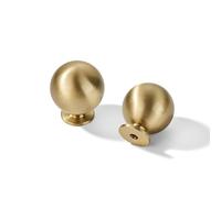 khtumeware 15-Pack 100% Solid Brass Cabinet Knobs, Round Ball Gold Knobs for Dresser Drawer, 1-Inch Diameter,Sphere Cabinet Pulls, Brushed Brass Finish