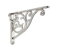 Khtumeware 4 Pack Brushed Satin Nickel Shelf Bracket 8 Inch, Decorative Brackets for Shelving, Heavy Duty Vintage Ornate Shelf Bracket , Hardware Included,7.87x5.5x1.73 Inch