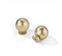 khtumeware 5-Pack Solid Antique Brass Cabinet Knobs, Round Ball Vintage Brass Knobs for Dresser Drawer, 1-1/4 Inch Diameter