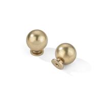 khtumeware 5-Pack Solid Antique Brass Cabinet Knobs, Round Ball Vintage Brass Knobs for Dresser Drawer, 1 Inch Diameter
