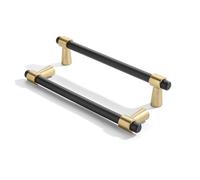 khtumeware 6 inch 5 Pack Matte Black/Brushed Brass Cabinet pulls Zinc Alloy, Kitchen Cabinet Handles, Wardrobe Drawer Handles - Suitable for Bathroom cabinets, Bedroom Furniture